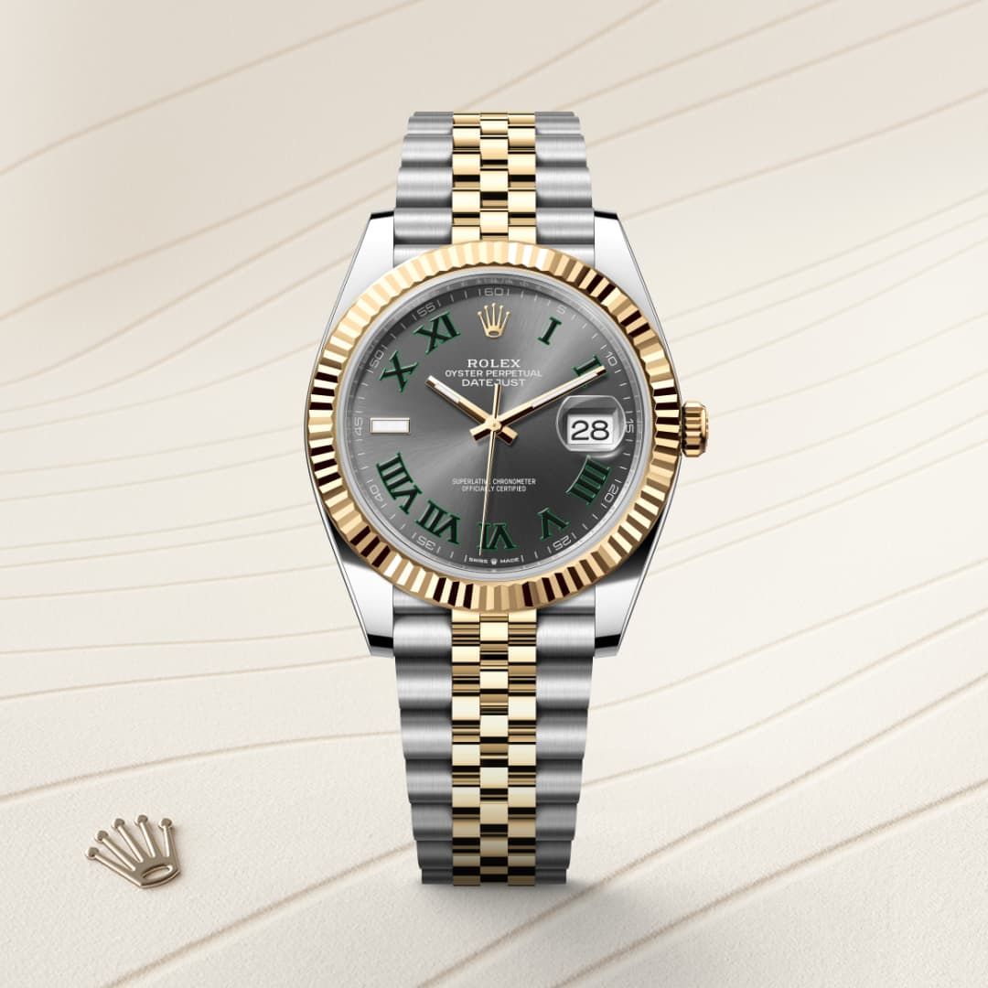 41mm Luxury Automatic Watch with Grey Dial & Green Roman Markers – Waterproof Premium Watch