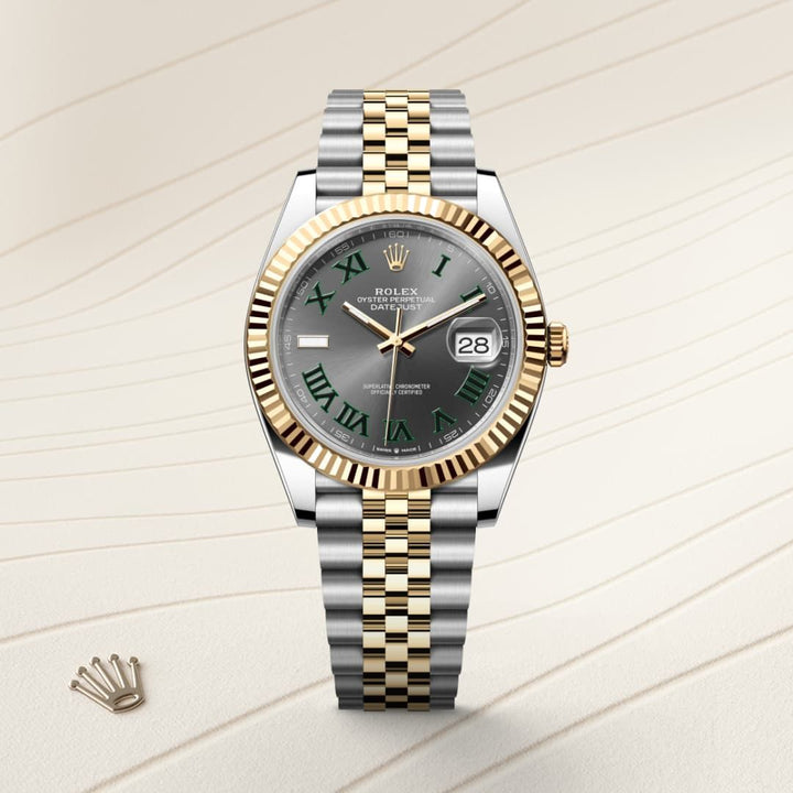 41mm Luxury Automatic Watch with Grey Dial & Green Roman Markers – Waterproof Premium Watch