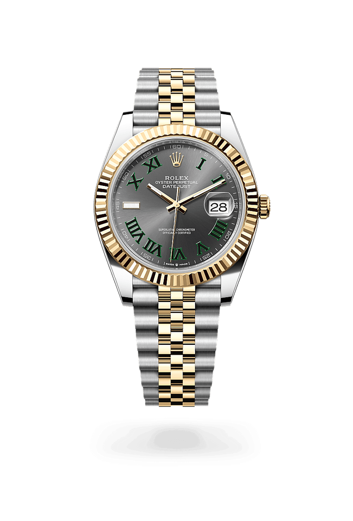41mm Luxury Automatic Watch with Grey Dial & Green Roman Markers – Waterproof Premium Watch