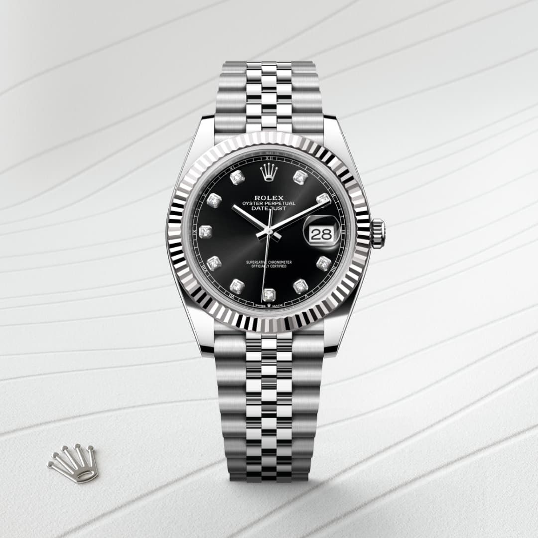41mm Luxury Automatic Watch with Black Dial & Diamond Hour Markers – Waterproof Watch