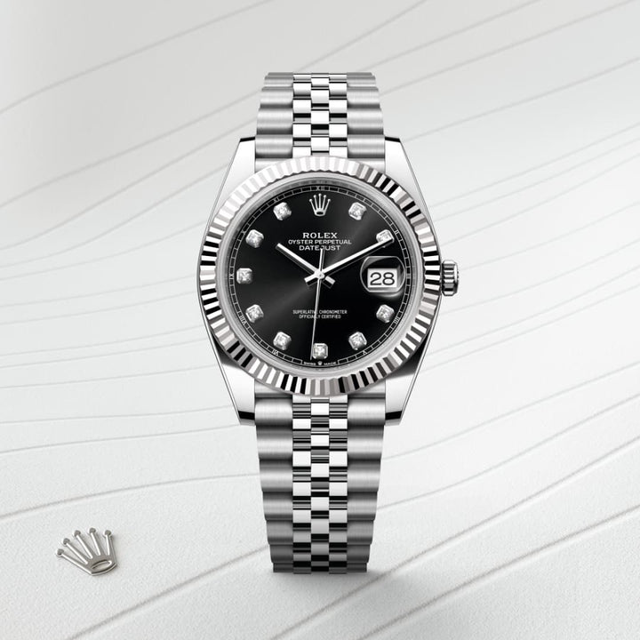 41mm Luxury Automatic Watch with Black Dial & Diamond Hour Markers – Waterproof Watch