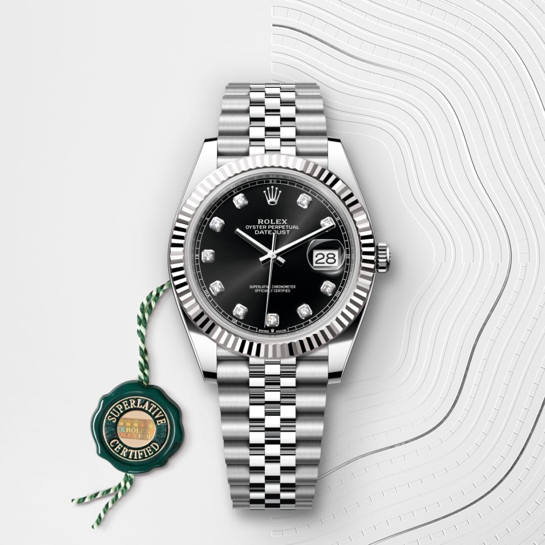 41mm Luxury Automatic Watch with Black Dial & Diamond Hour Markers – Waterproof Watch